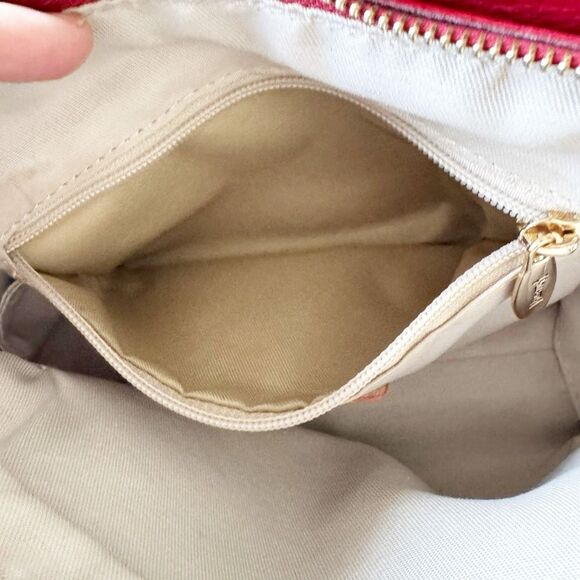 Valentina Zip Around Crossbody Handbag Red Pebbled Leather 2 Straps Italy Nice! - Picture 12 of 14